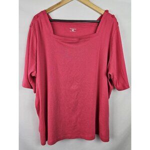 Jones New York Sport Women's Top Plus Size 3X Pink Half Sleeve Square Neck Shirt
